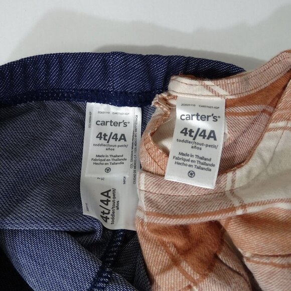 Carters 2 pc Brown Plaid Top and Blue Legging Set Toddler Girls Size 4T NEW - Picture 5 of 8